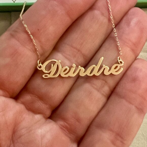MYKA Deirdre Cursive Name Necklace in 14K Yellow Gold 18"